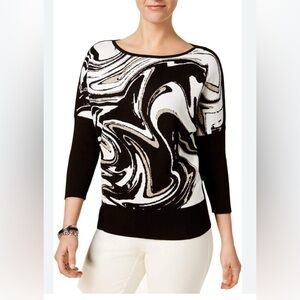 Women's Black and White Swirl Sweater